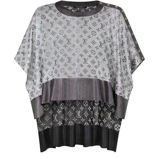 SHINY MONOGRAM Asymmetric Cape - grey