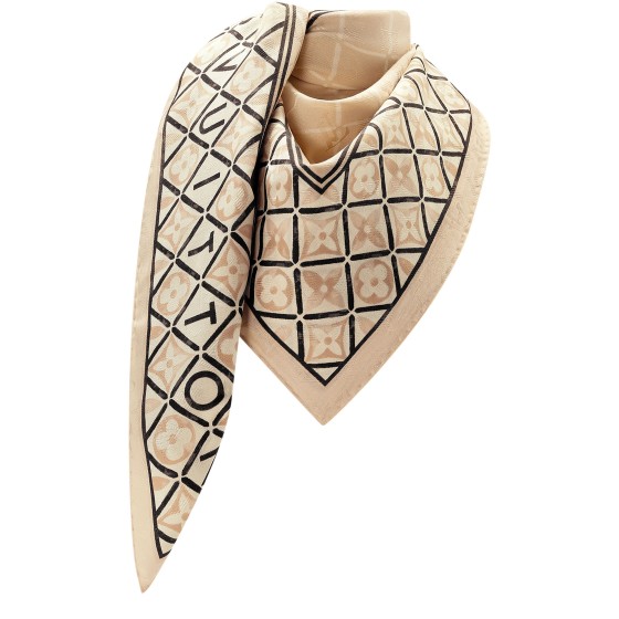 Monogram Flower Tile Shawl - Beige