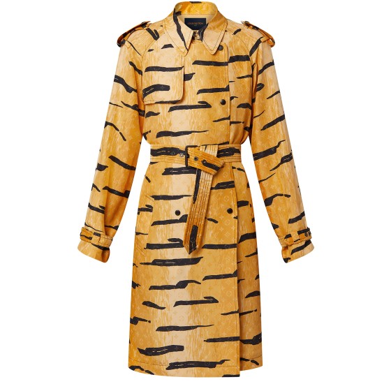 Tiger Print Trench Coat - Orange