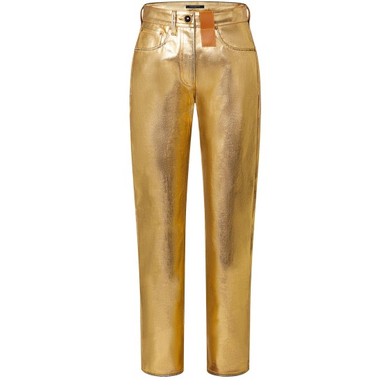 Golden straight-cut jeans - Gold