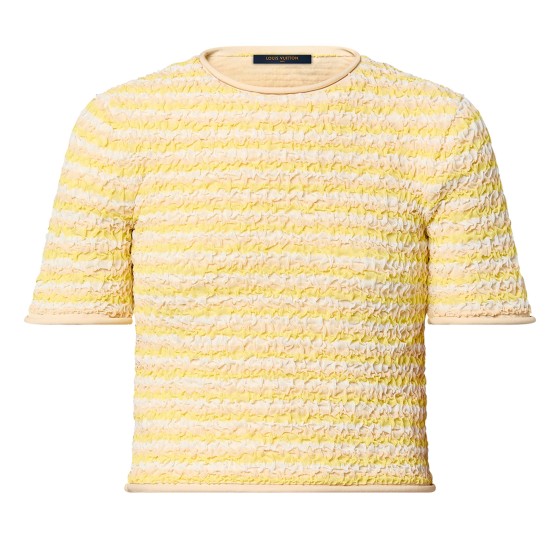 Pleated Knit Striped Top - Yellow