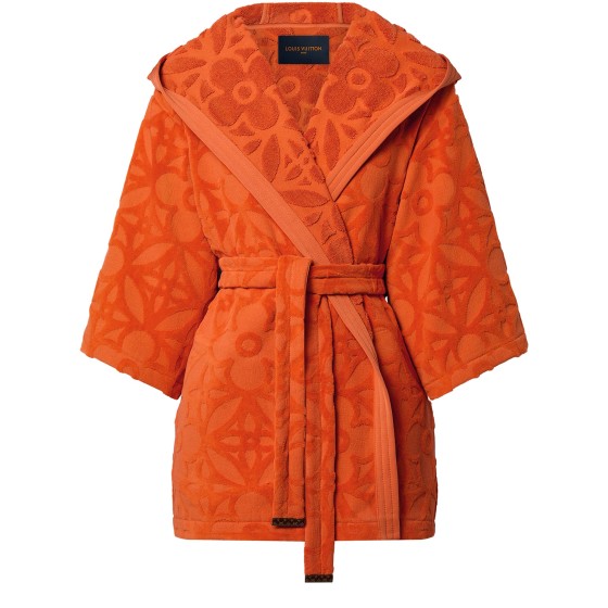 Monogram Flower Toweling Robe - Orange