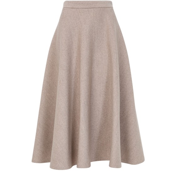 Midi A-line skirt - Beige