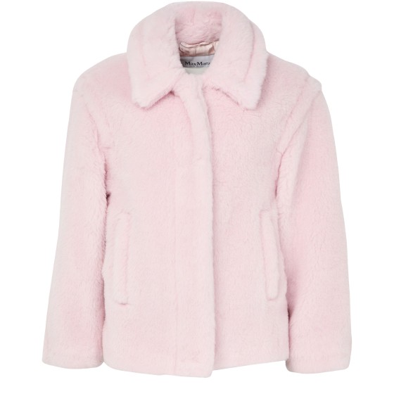 Teddy cropped coat - pink