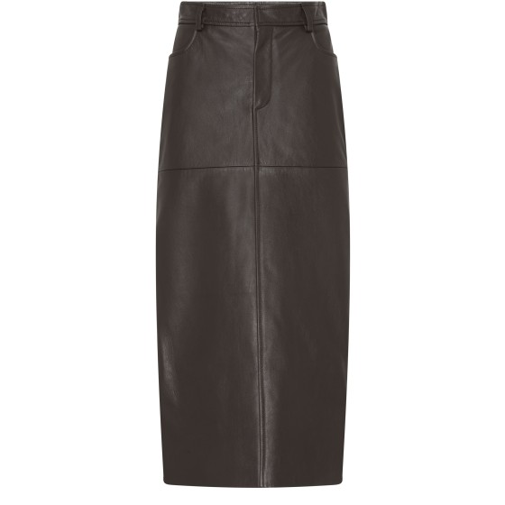 leather skirt - brown