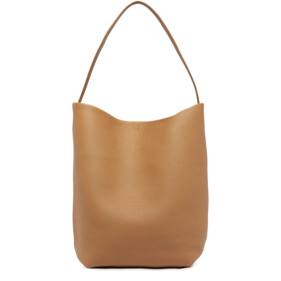 Large N/S Park Leather Tote Bag - Beige