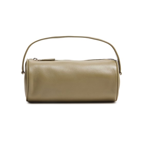 Round 90's handbag in leather - Green