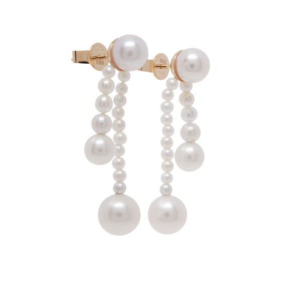 Pearl Ribbon Earrings - Gold