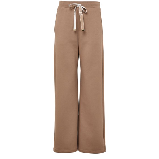 Cotton wide-leg pants - Beige