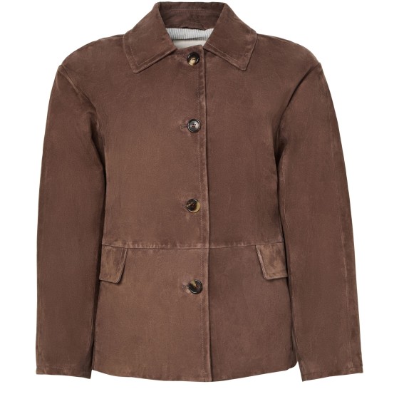 Suede leather jacket - brown