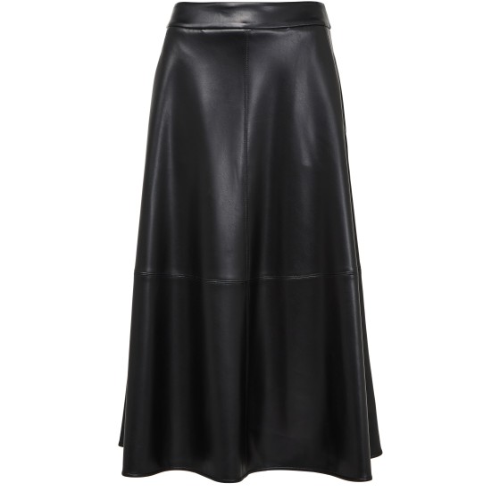 Maxi skirt in coated fabric - Black