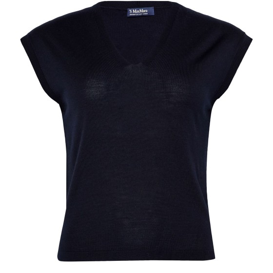 Cuban collar V-neck sweater - Blue