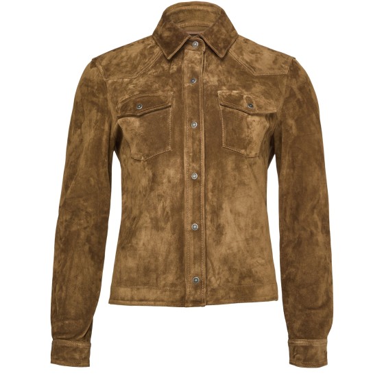 Cashmere Suede Western Shirt - brown