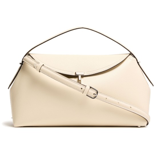 T-Lock Leather Shoulder Bag - white
