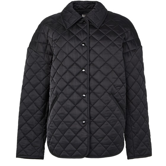Collared quilted jacket - Black