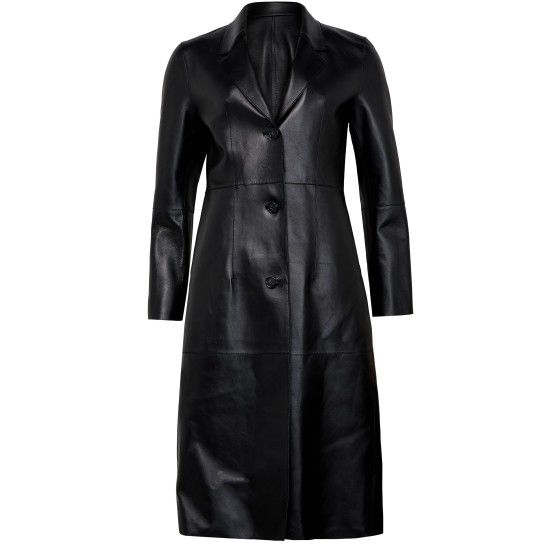 Slim leather coat - Black