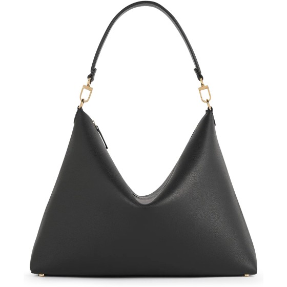 Medium-sized leather Bevel bag - Black