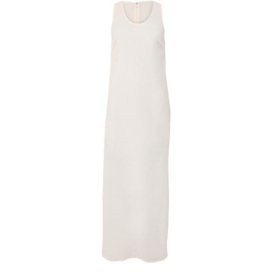 Crinkled scoop-neck dress - Beige