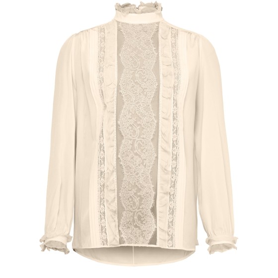 Long Crepe Blouse - Beige
