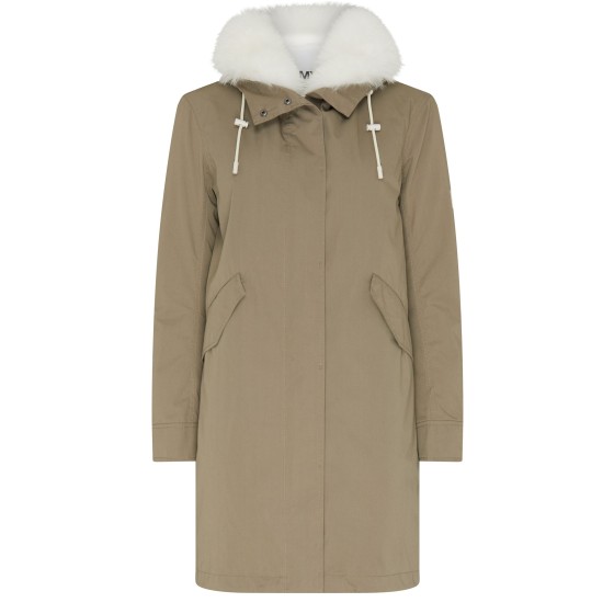 Fox fur, rabbit fur, blended waterproof cotton parka - white