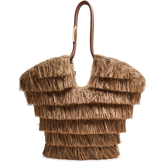 Goldentime medium fringed tote bag - brown