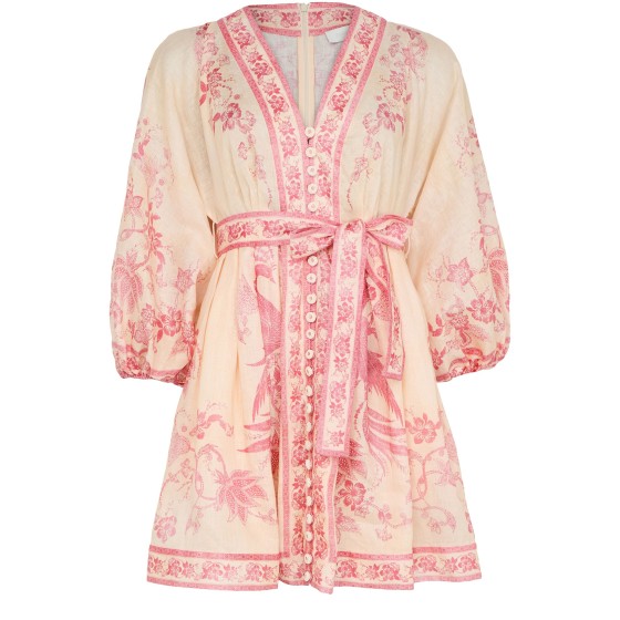 Lucky plunge mini dress - pink