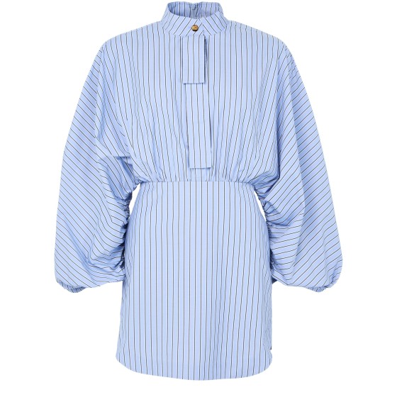 Striped mini dress with puffed sleeves - Colorful